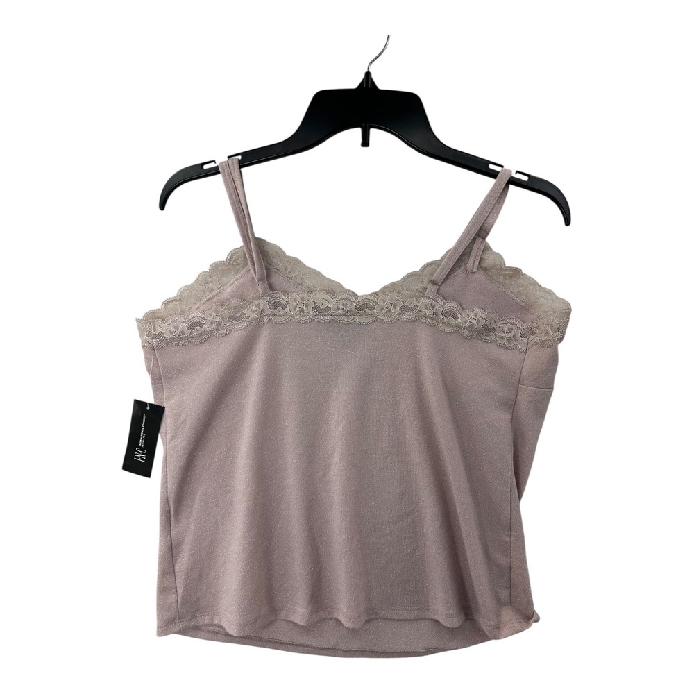 INC International Concepts Lace Trim Cami Top Metallic Sparkle Tank Small